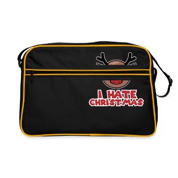 I hate Christmas Grantiger Rudolph Lustig Geschenk - Retro Tasche - Schwarz/Gold - Vorne