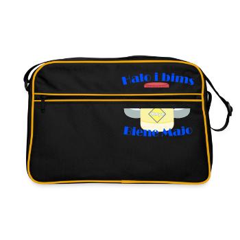 Halo i bims Biene Majo Flachwitz Shirt - Retro Tasche - Schwarz/Gold - Vorne