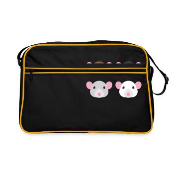 quatre souris marron noir blanc et gris - Sac Retro - noir/or - Devant