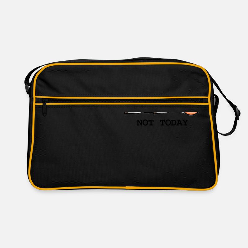 Faule Kuh - Not today - Retro Tasche - Schwarz/Gold