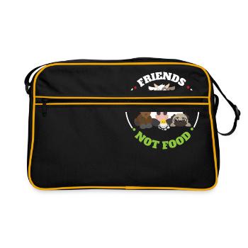 Amis Pas de nourriture Vegan Drôle Idée Cadeau - Sac Retro - noir/or - Devant