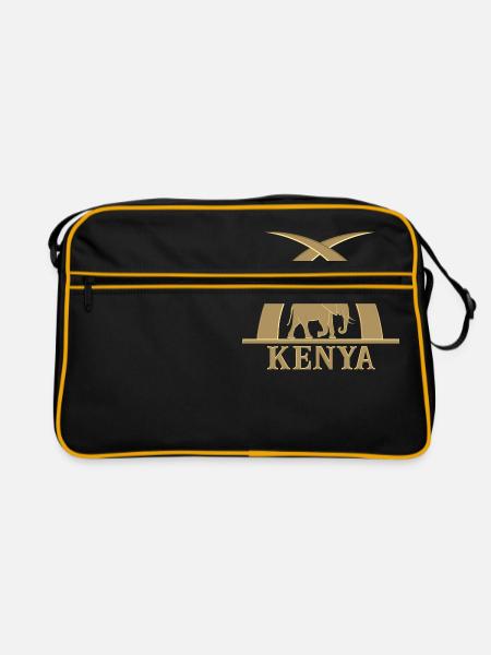 Elfenbein und Elefant - Retro Tasche - Schwarz/Gold - Vorne