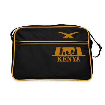 Ivoire et éléphant avec inscription KENYA - Sac Retro - noir/or - Devant