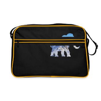 Double Exposure Tiere Mammut Lustiges Geschenk - Retro Tasche - Schwarz/Gold - Vorne