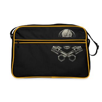 Skull with piston - Retro Bag - black/gold - Front