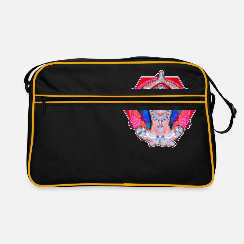 Yoga Patterns Red And Blue - Retro Bag - black/gold
