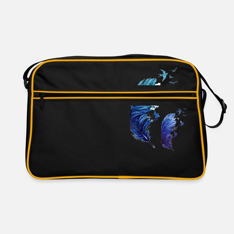 Feder - Retro Tasche - Schwarz/Gold