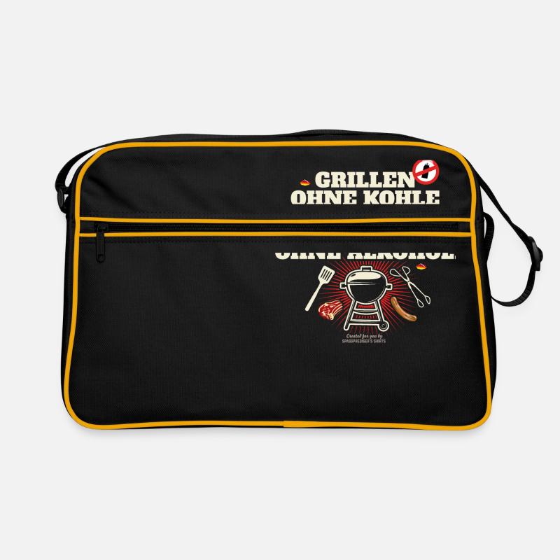 Grillen ohne Kohle Button Retro Tasche