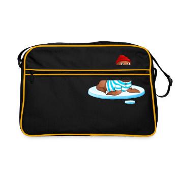 Hipster Walrus | ⚓ Nordic | Hanseatic - Retro Bag - black/gold - Front