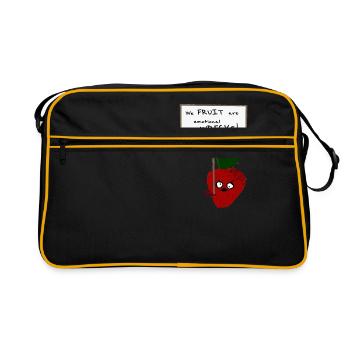 Erdbeer-protestierende Veganer - Retro Tasche - Schwarz/Gold - Vorne