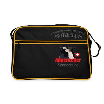 appenzeller sennenhund - Retro Tasche - Schwarz/Gold - Vorne