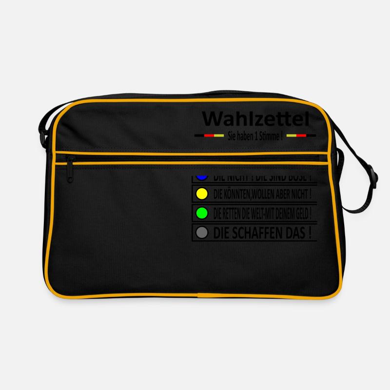 Wahlzettel 1 - Retro Tasche - Schwarz/Gold