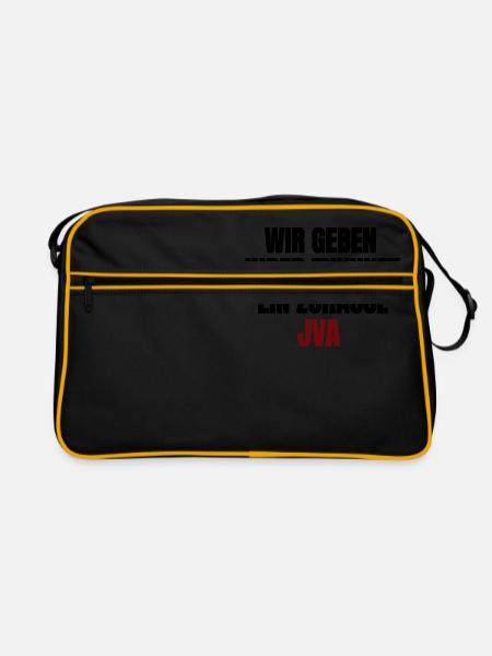 JVA - Wir geben ihrer Zukunft ein Zuhause - Retro Tasche - Schwarz/Gold - Vorne