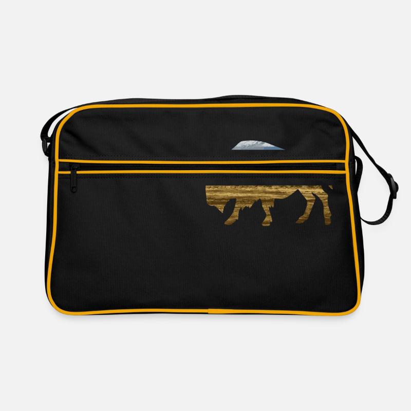 Double Exposure Animal Bison Geschenkidee Retro Tasche