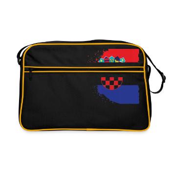 Kroatien Kroatisch Hrvatska Kroaten Kroaten Kroaten - Retro Tasche - Schwarz/Gold - Vorne