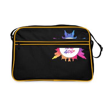 Jesus ist mein Gott - Retro Tasche - Schwarz/Gold - Vorne