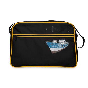 Fishing cutter with seagulls - Retro Bag - black/gold - Front