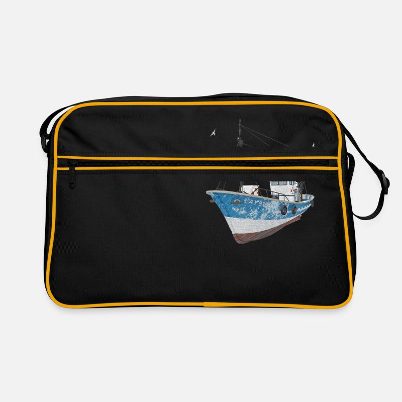 Fischkutter mit Seemöwen Retro Tasche
