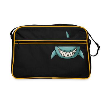 Evil grinning shark - Retro Bag - black/gold - Front