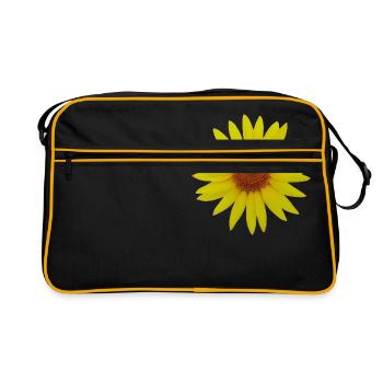 Sonnenblume - Retro Tasche - Schwarz/Gold - Vorne