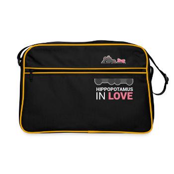 Hippopotame amoureux cadeau partenaire look couples - Sac Retro - noir/or - Devant