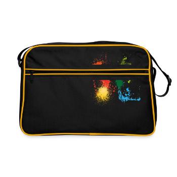 Taches de peinture éclaboussures de peinture peintre tache coloré - Sac Retro - noir/or - Devant