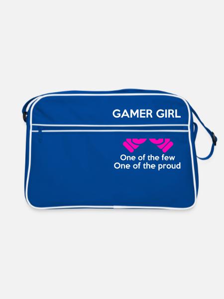 Game Girl, Game boy, vidéogame, fun - Sac Retro - bleu/blanc - Devant