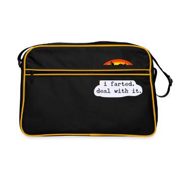 Ich habe gefurzt. Beschäften Sie sich damit. / Fumisteries - Retro Tasche - Schwarz/Gold - Vorne