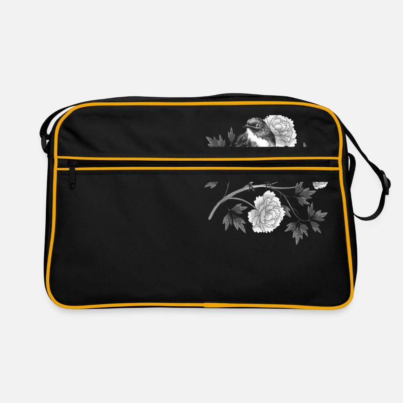 Vogel - Retro Tasche - Schwarz/Gold