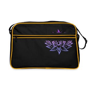 Lotusfarben lila - Retro Tasche - Schwarz/Gold - Vorne