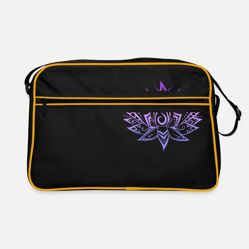 lotus couleurs violet - Sac Retro - noir/or
