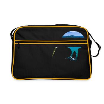 Double Exposure Animals Kiwi Vogel Geschenkidee - Retro Tasche - Schwarz/Gold - Vorne