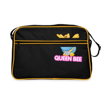 Bienenkönigin-Karikatur - Retro Tasche - Schwarz/Gold - Vorne