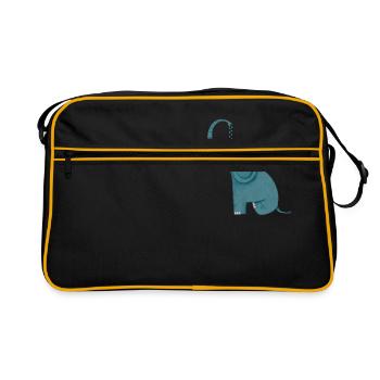 Elefant und Maus Freundschaft - Retro Tasche - Schwarz/Gold - Vorne