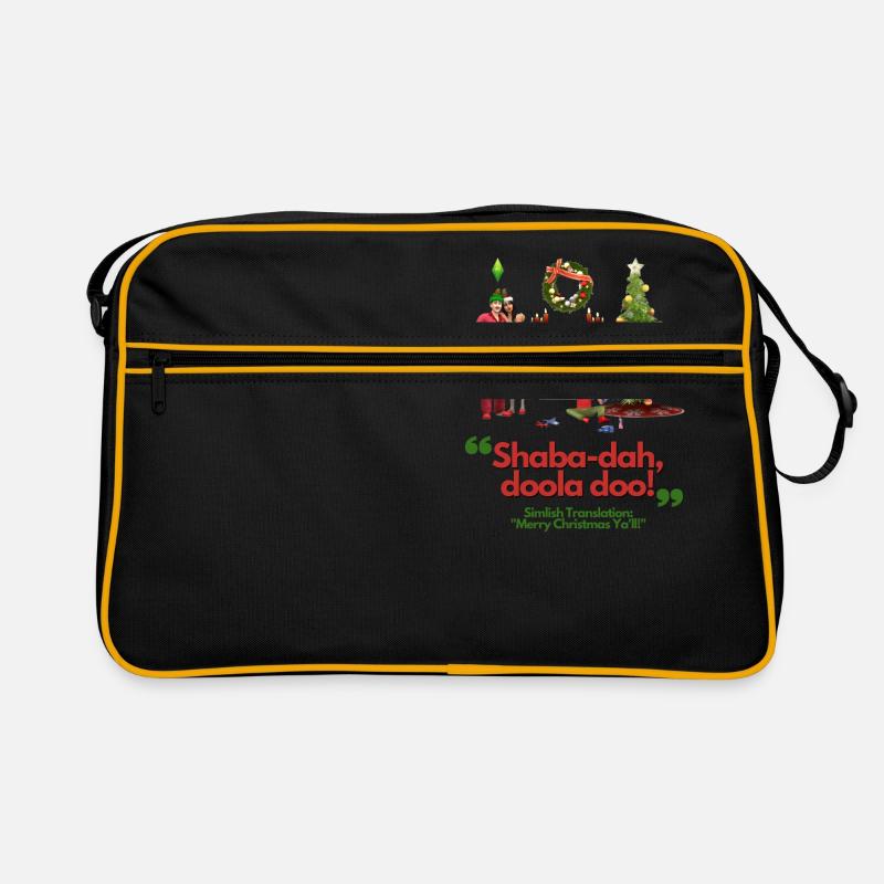Ein simlish Christmas - Die Sims Weihnachtspullover - Retro Tasche - Schwarz/Gold