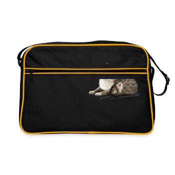 Mom cat and her kitten Good night my little one - Retro Bag - black/gold - Front