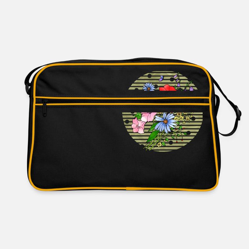 Fleurs colorées - Sac Retro - noir/or