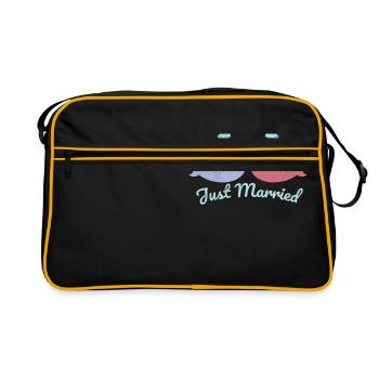 Fish Two whales have just married gift - Retro Bag - black/gold - Front