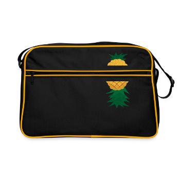 Idée cadeau pour les amoureux des fruits ananas à l'envers - Sac Retro - noir/or - Devant