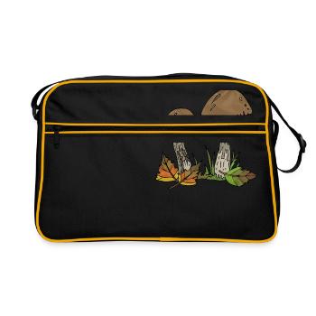 Pilze - Retro Tasche - Schwarz/Gold - Vorne