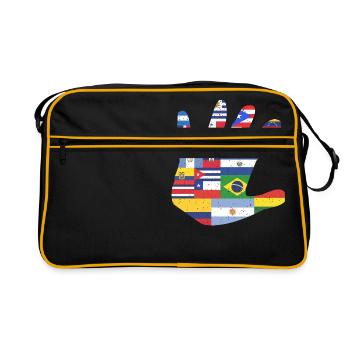 Lateinamerika Südamerika Hand Fahne Geschenk Latin - Retro Tasche - Schwarz/Gold - Vorne