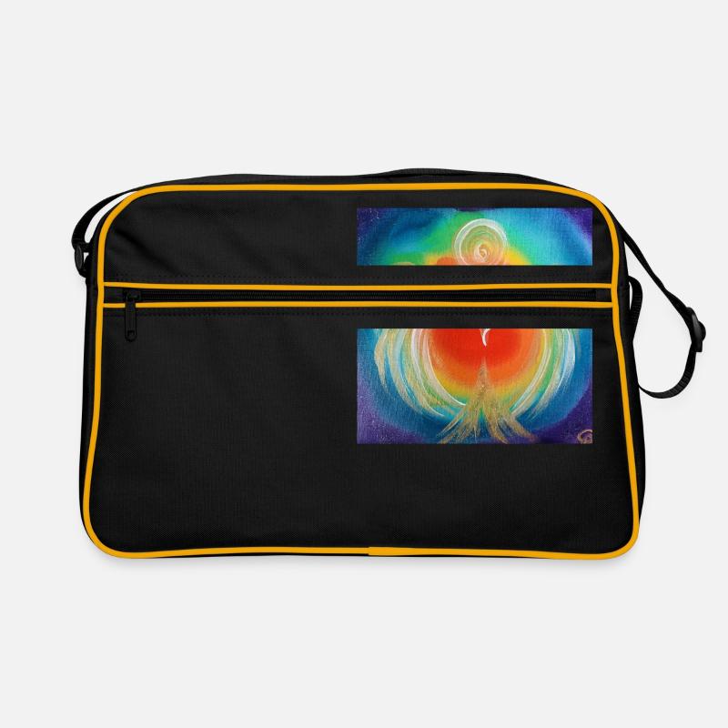 Herzengel der Chakrenbalance - Retro Tasche - Schwarz/Gold