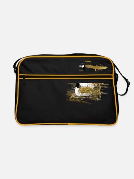 Die Vögel - Retro Tasche - Schwarz/Gold - Vorne