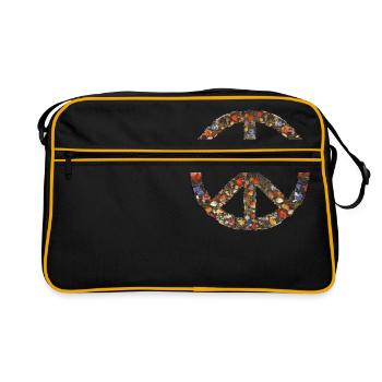 Love Peace Sign Peace Movement Icon - Retro Bag - black/gold - Front