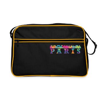 Paris Skyline Impression Souvenir Geschenkidee - Retro Tasche - Schwarz/Gold - Vorne