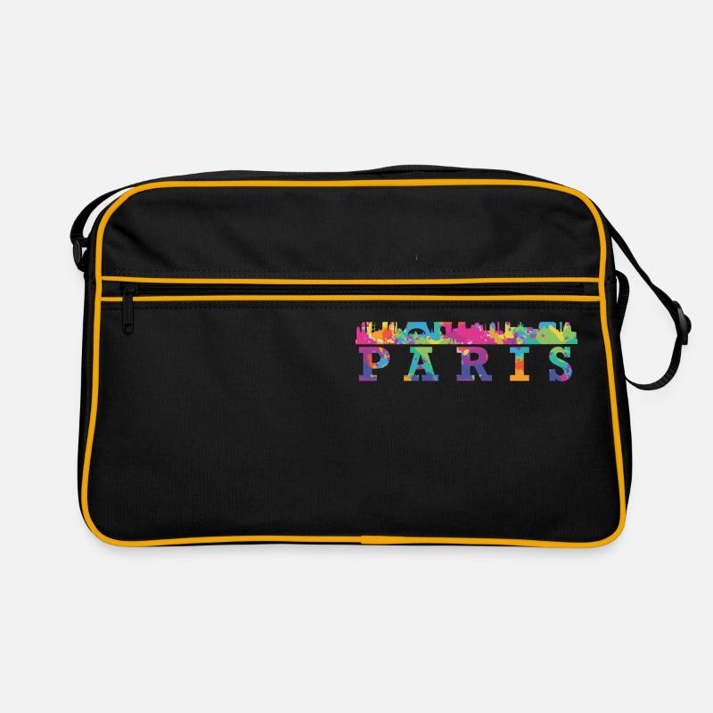 Idée cadeau souvenir Paris Skyline Impression - Sac Retro - noir/or
