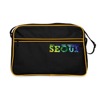 Seoul Skyline Impression Korea Souvenir Geschenk - Retro Tasche - Schwarz/Gold - Vorne
