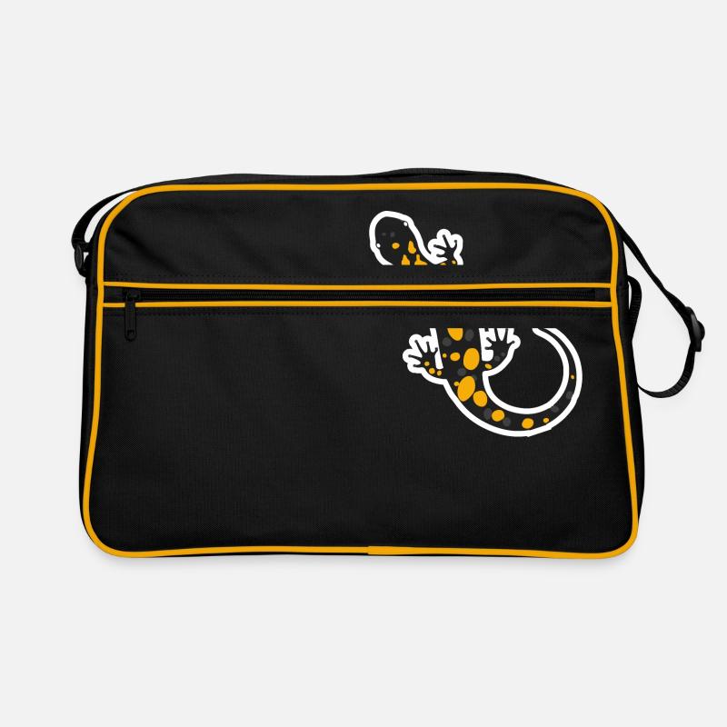 Feuersalamander Tattoo Tiere Kinder Geschenkidee - Retro Tasche - Schwarz/Gold