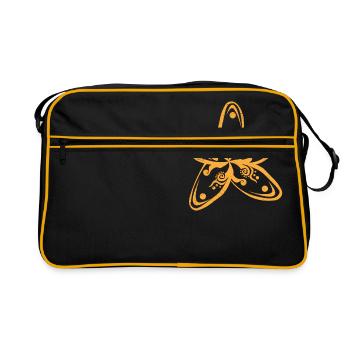Cadeau Tribal Orange Plumeria Fleur hawaïenne - Sac Retro - noir/or - Devant