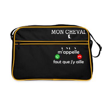 mon cheval m appelle - femme humour cavalière - Sac Retro - noir/or - Devant